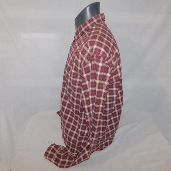 Eddie Bauer mens XLT XL Tall Brown Cream Check Button Front Long Sleeve Shirt - Picture 9 of 11